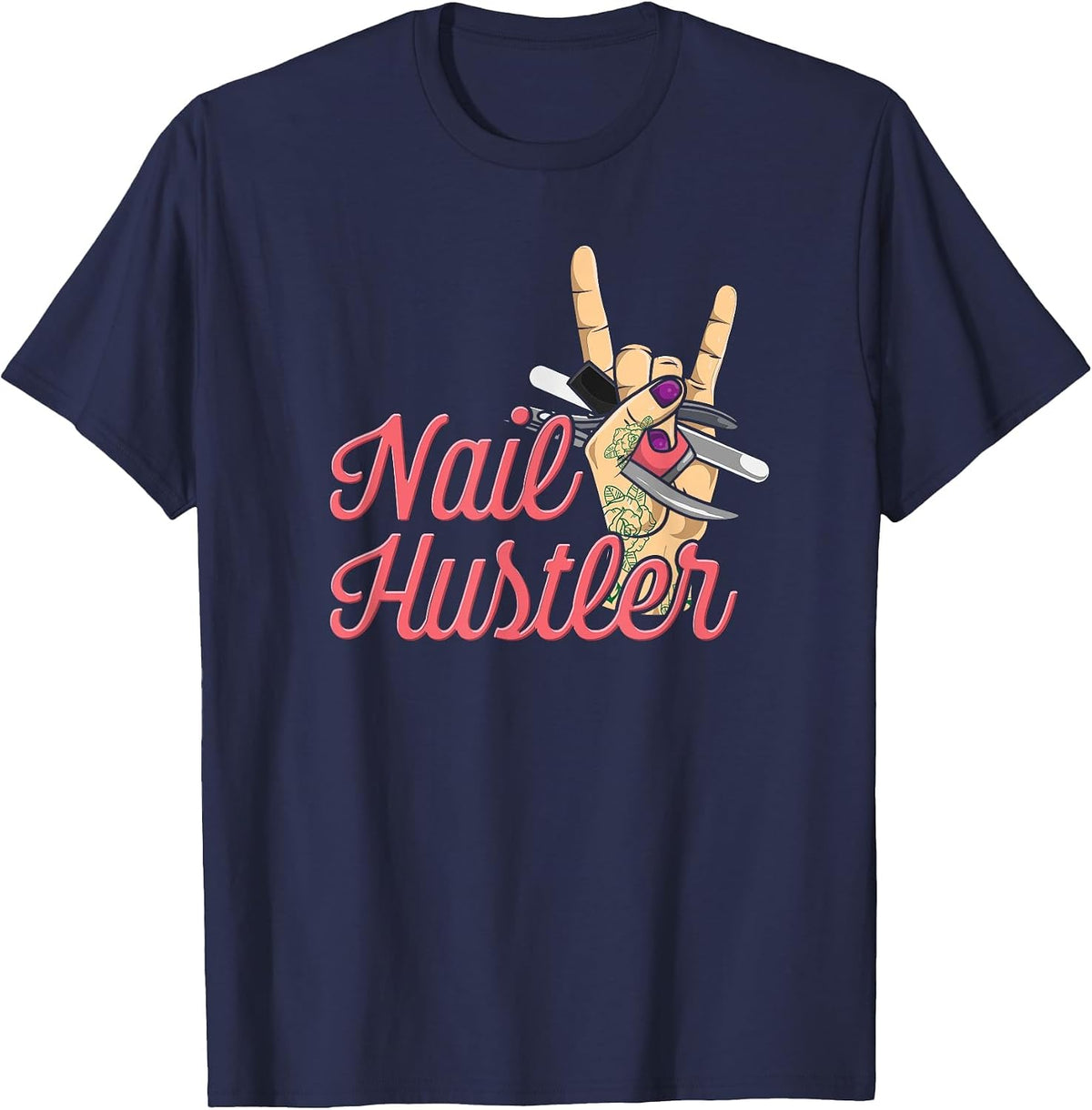 Beautician Nail Design Manicure Nail Designer T-Shirt - Navy Blue