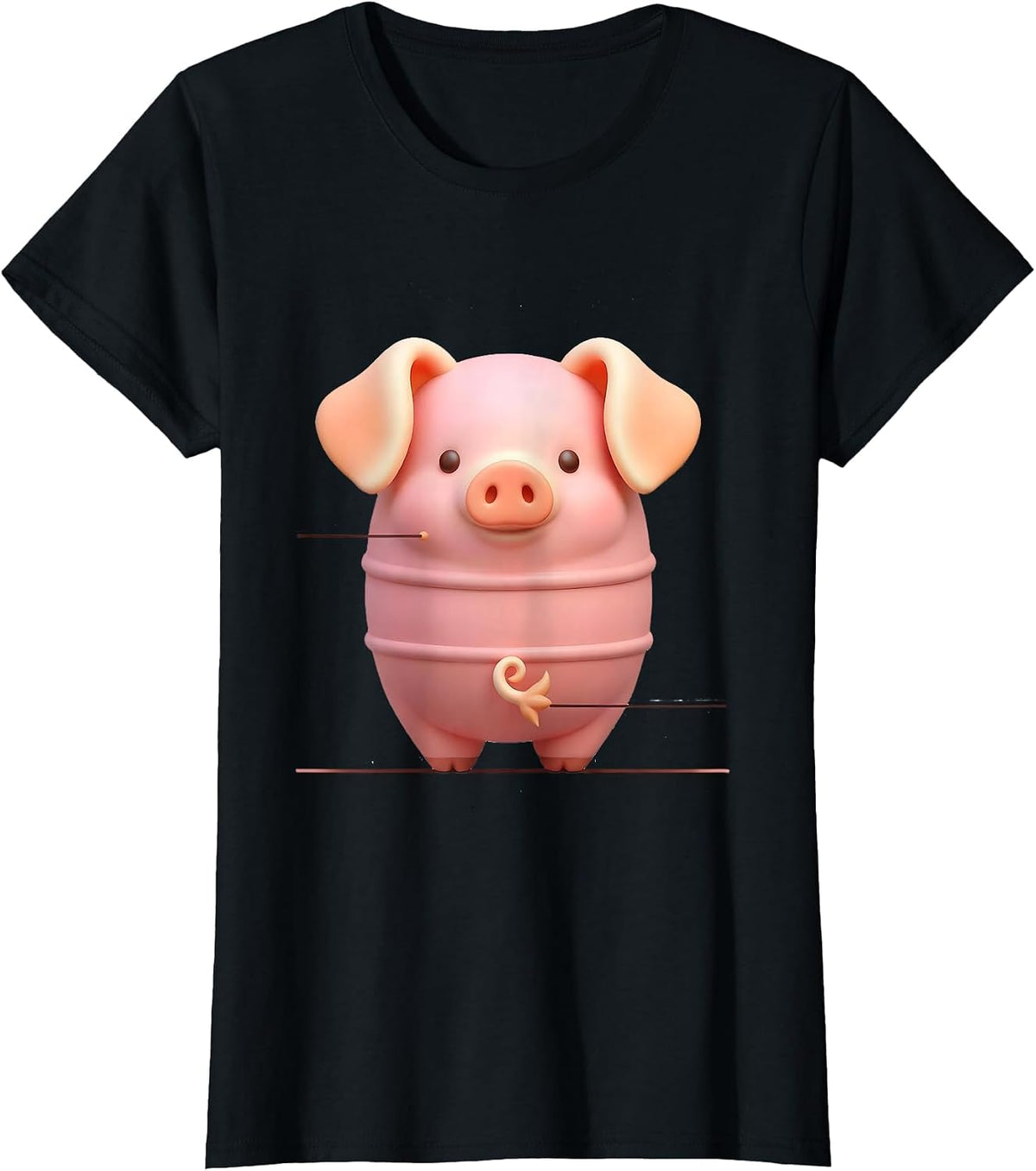 Kawaii Pink Pig Cute Farm Animal Lover Gift T-Shirt - Black