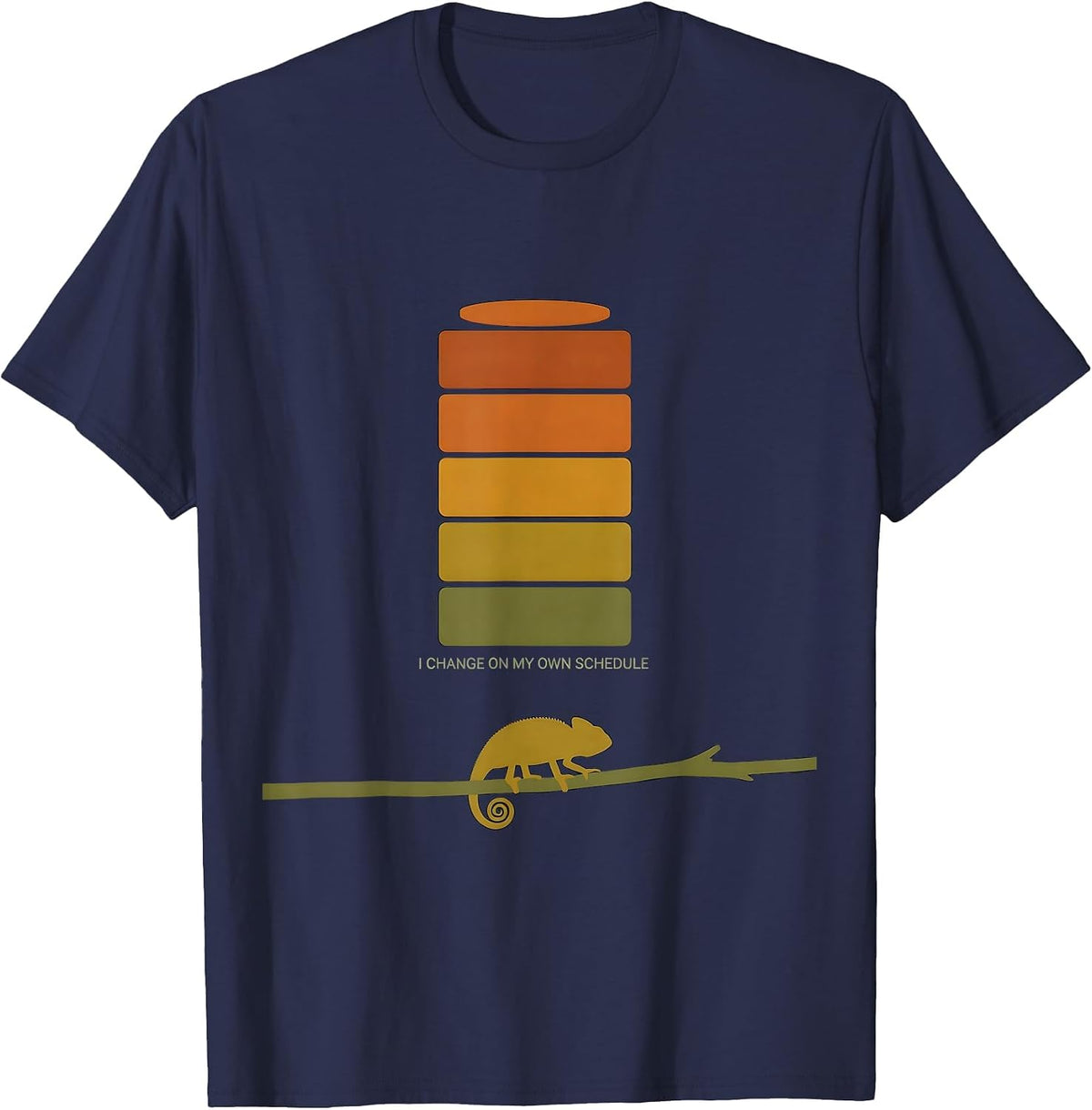 Men's I Change On My Own Schedule Funny Chameleon Reptile Lover T-Shirt - Navy Blue