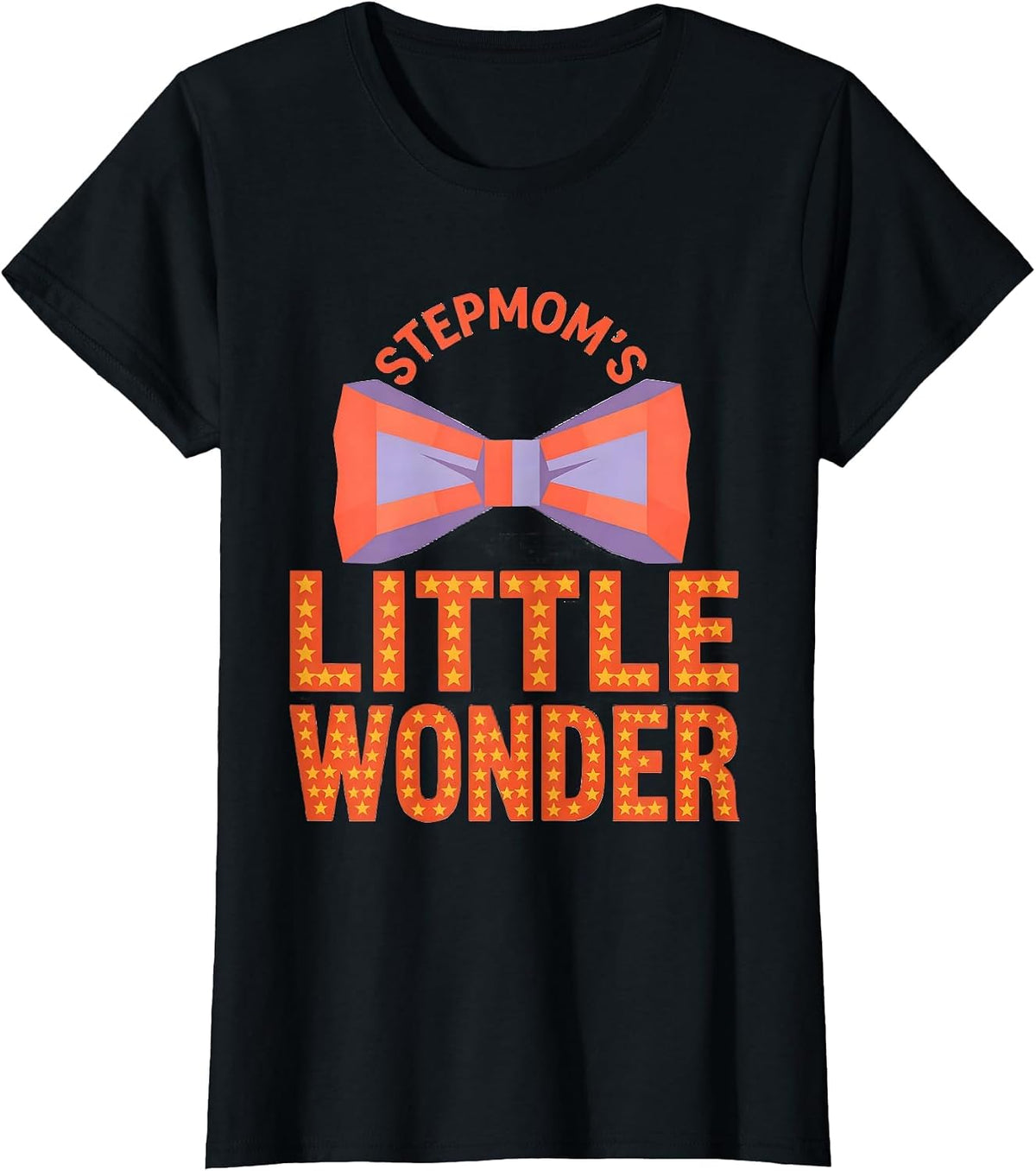 Stepmom's Little Wonder Flat Vector Coquette Bow Family T-Shirt - Black