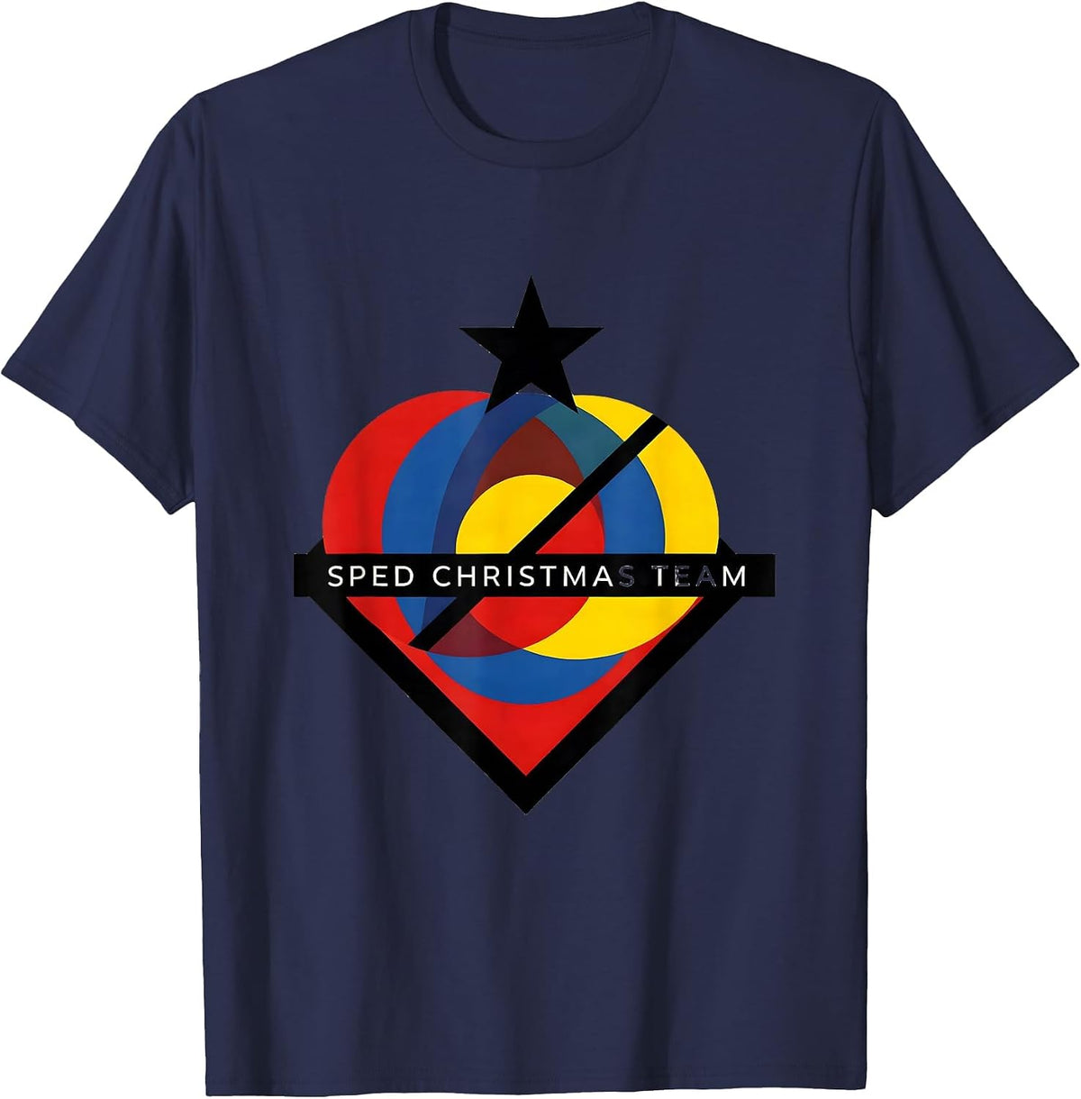 Men's SPED Christmas Team Bauhaus Modernist Special Education T-Shirt - Navy Blue