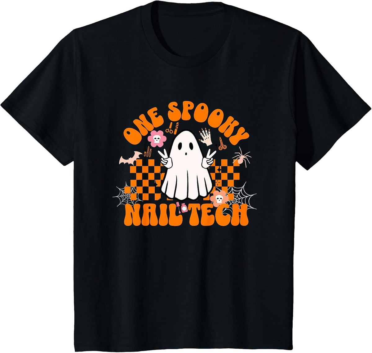 One Spooky Nail Tech Halloween for Nail Technicians Artists T-Shirt - Black