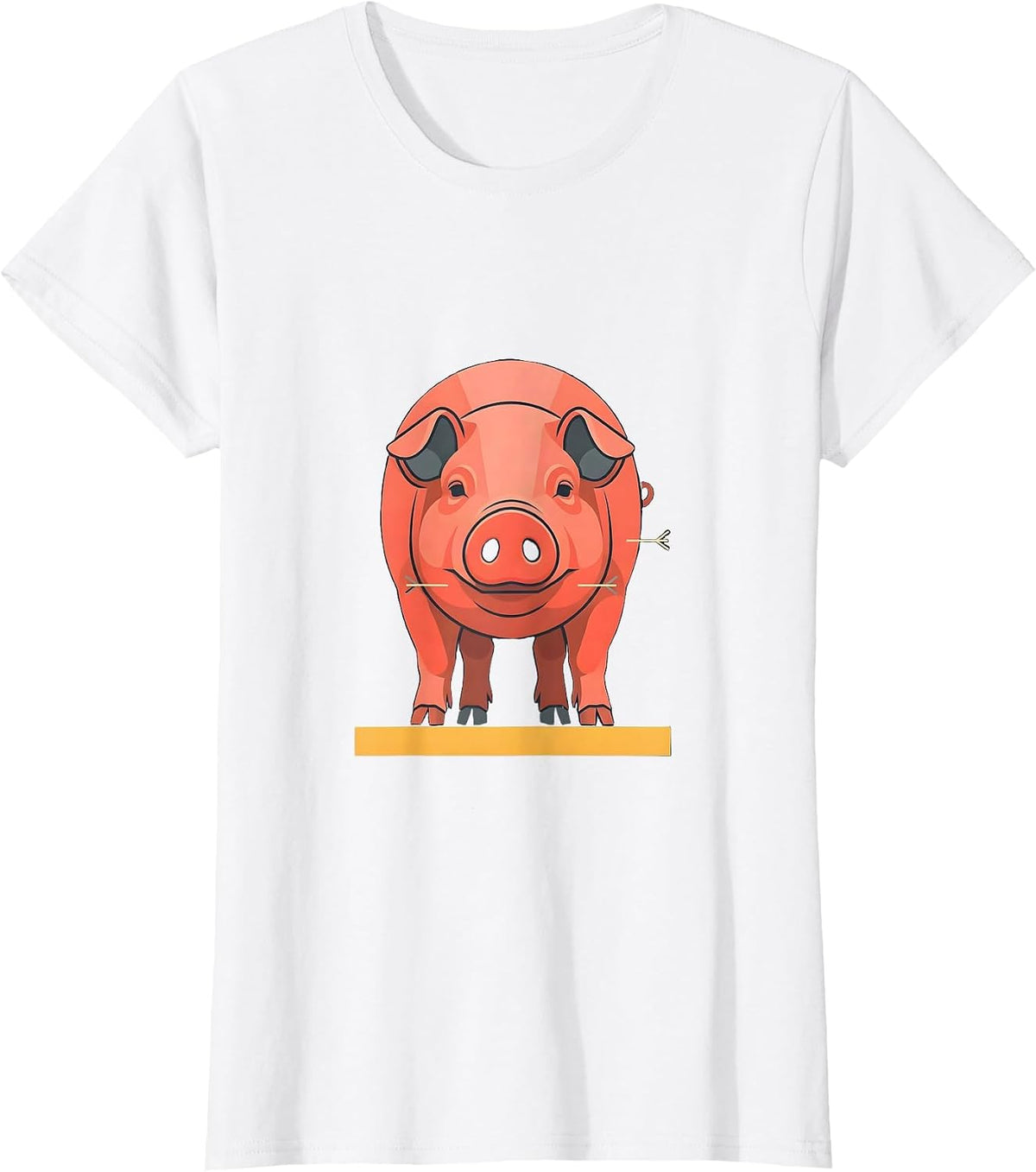 Symmetrical Pink Pig Flat Vector Pet Lover Humor T-Shirt - White