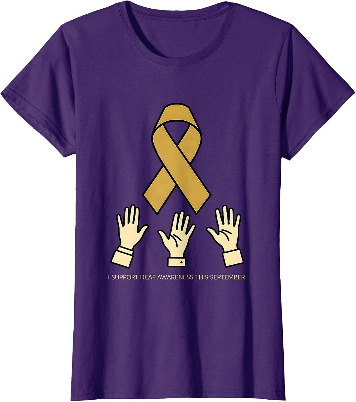 Women's I Support Deaf Awareness This September ASL Teacher T-Shirt - Purple