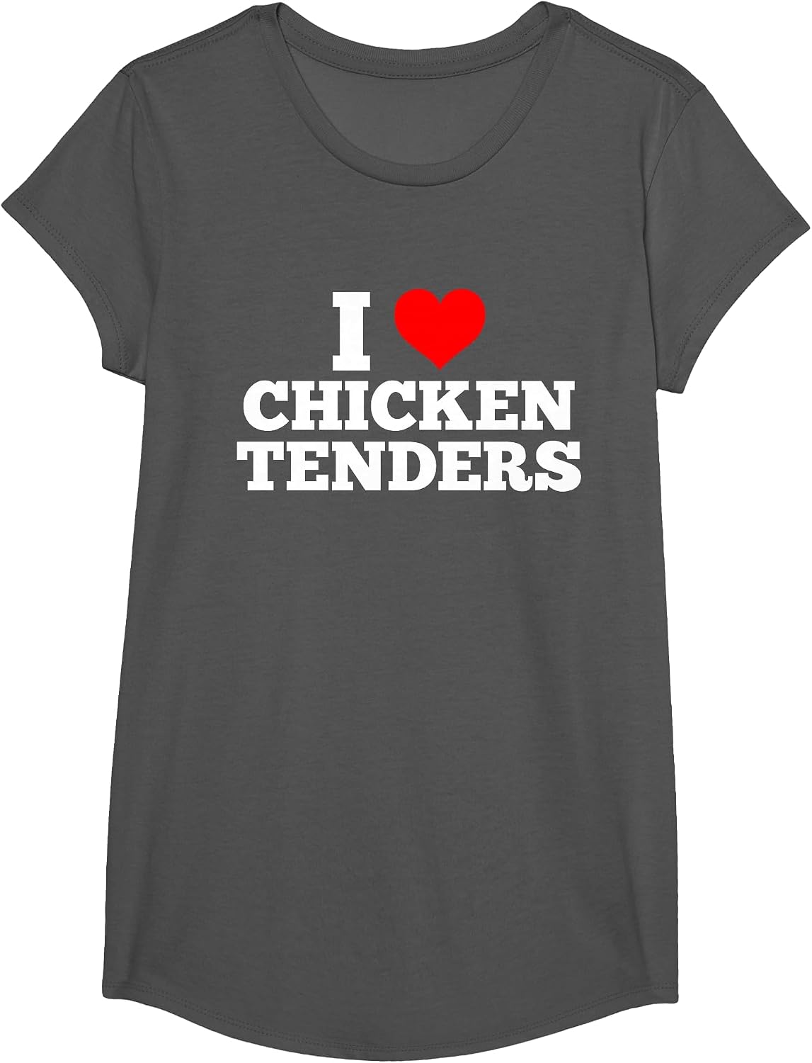 I Love Chicken Tenders Heart T-Shirt - Girls Asphalt Grey