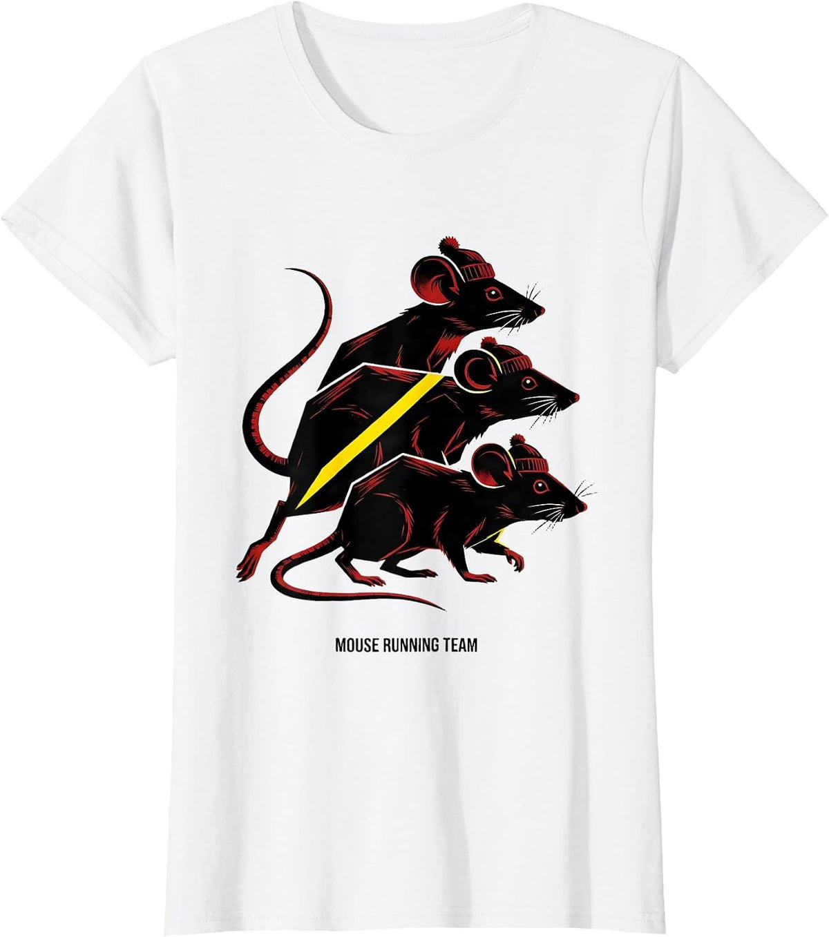 Mouse Running Team Funny Christmas Fun Run Runner Squad T-Shirt - White