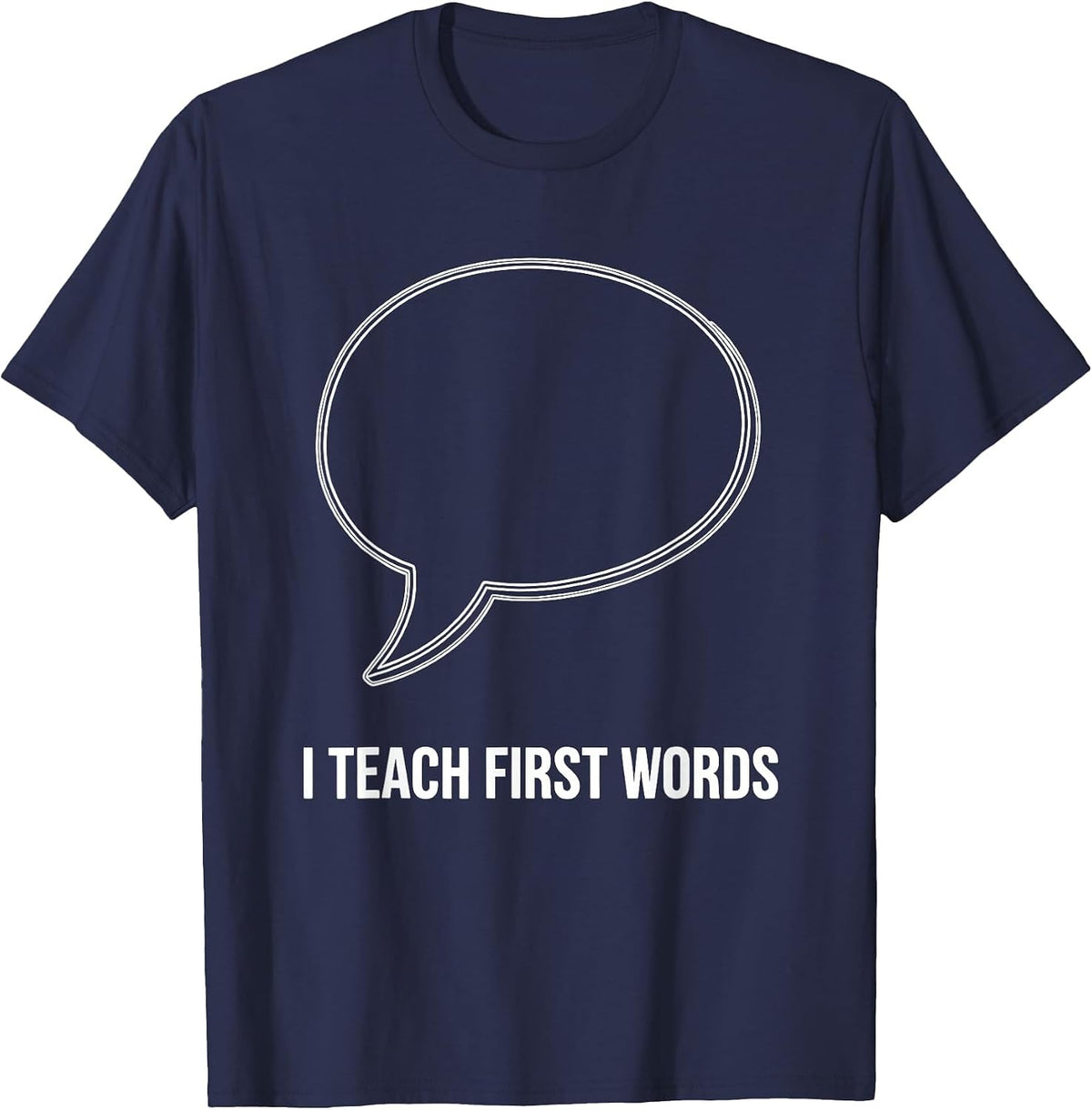 I Teach First Words Retro Humor ABA Therapist RBT Behavior T-Shirt - Navy Blue