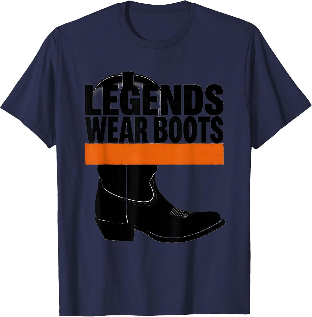 Men's Legends Wear Boots Western Cowboy Design T-Shirt - Navy Blue