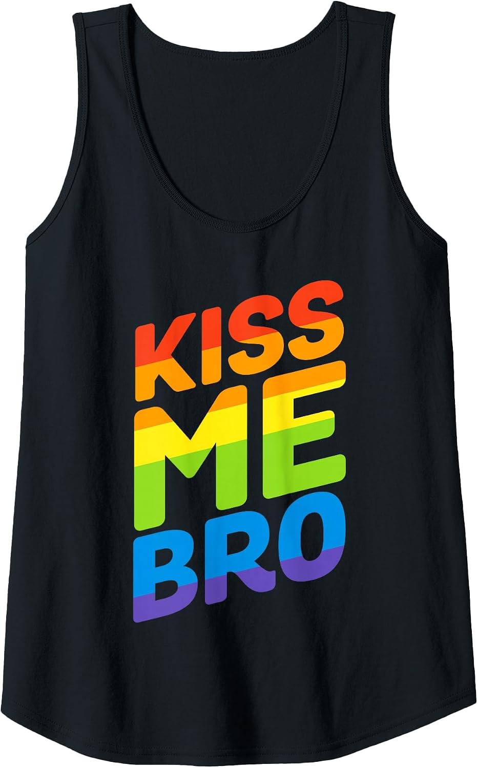 Kiss Me Bro Gay Pride LGBTQ Tank Top - Black