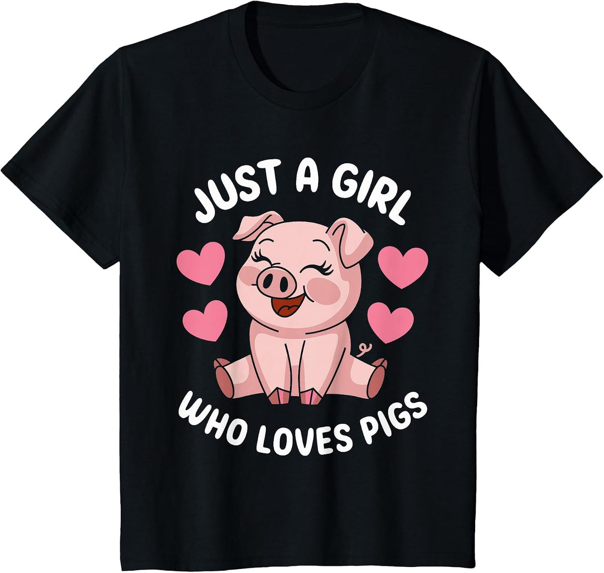 Just a Girl who Loves Pigs Cute Pig Lover T-Shirt - Black