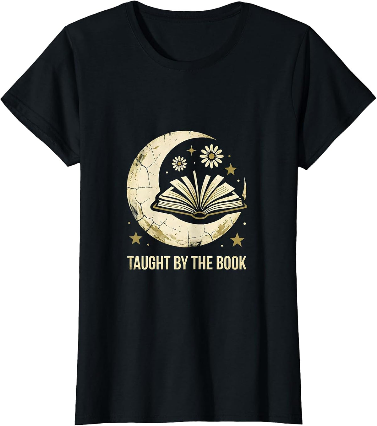 Taught by the Book Teacher Librarian Design T-Shirt - Black