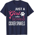 Just A Girl Who Loves Cocker Spaniels | Women Dog Pet Lover T-Shirt - Navy Blue