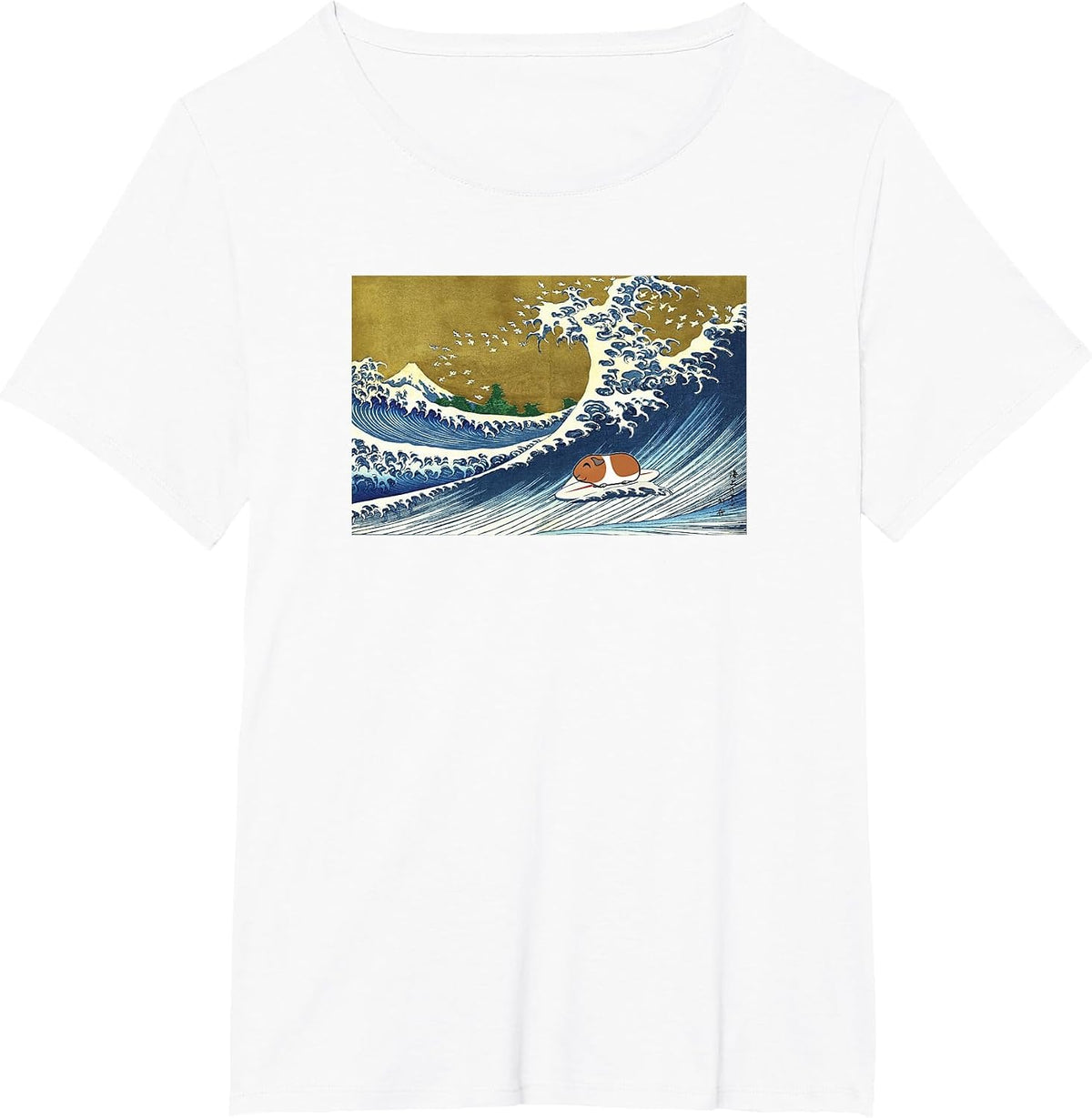 Funny Retro Vintage Surfing A Great Wave Guinea Pig Lover T-Shirt - White