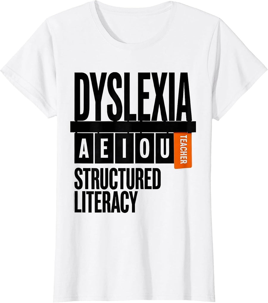 Women's Dyslexia Structured Literacy Teacher Brutalist Graphic T-Shirt - White