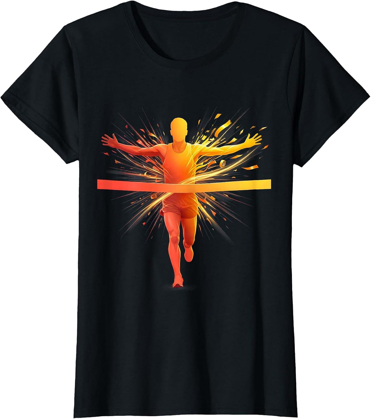 Runner Finish Line Burst Summer Athleisure Graphic T-Shirt - Black