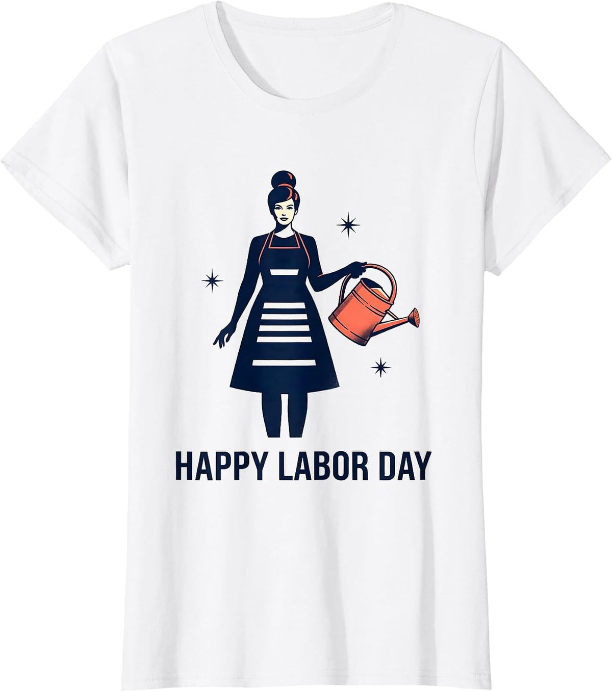 Happy Labor Day Midcentury Modern Patriotic Woman Graphic T-Shirt - White