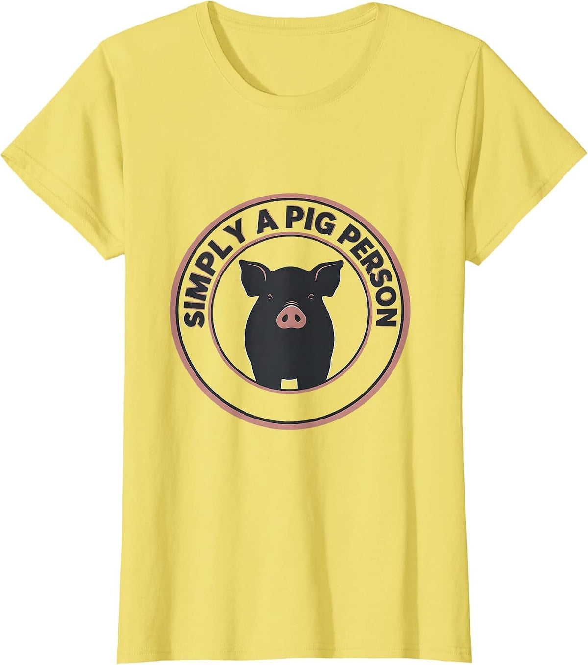 Simply A Pig Person Minimalist Design T-Shirt - Lemon Yellow