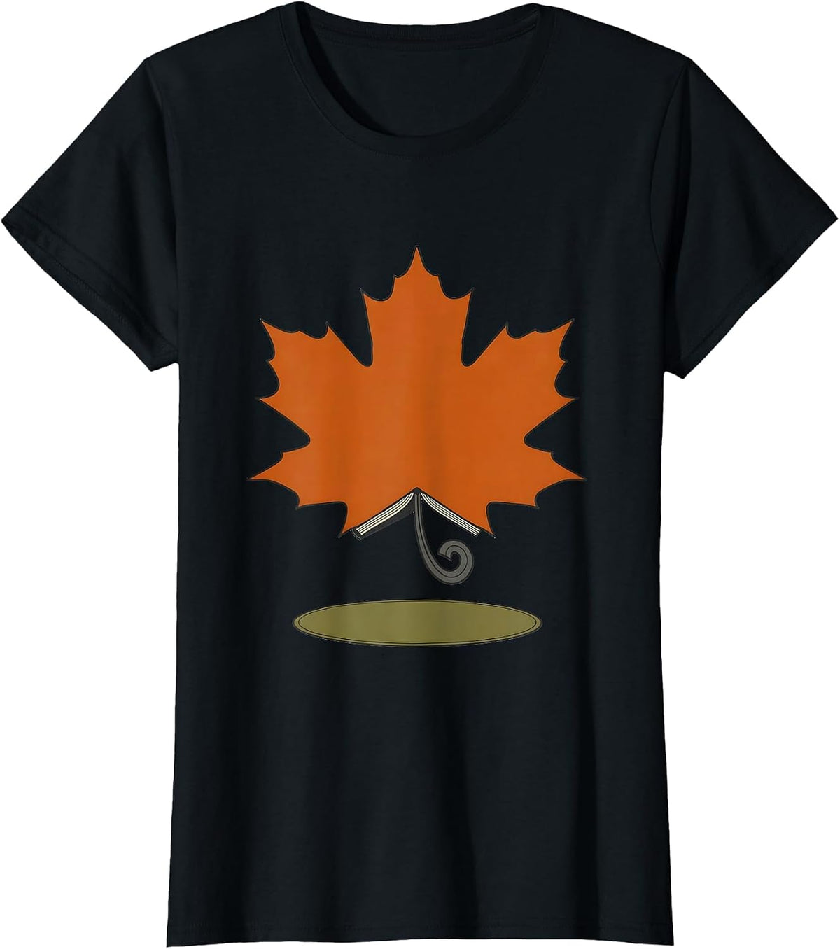 Women's Maple Leaf Teacher Fall Learning Pride Seasonal T-Shirt - Black