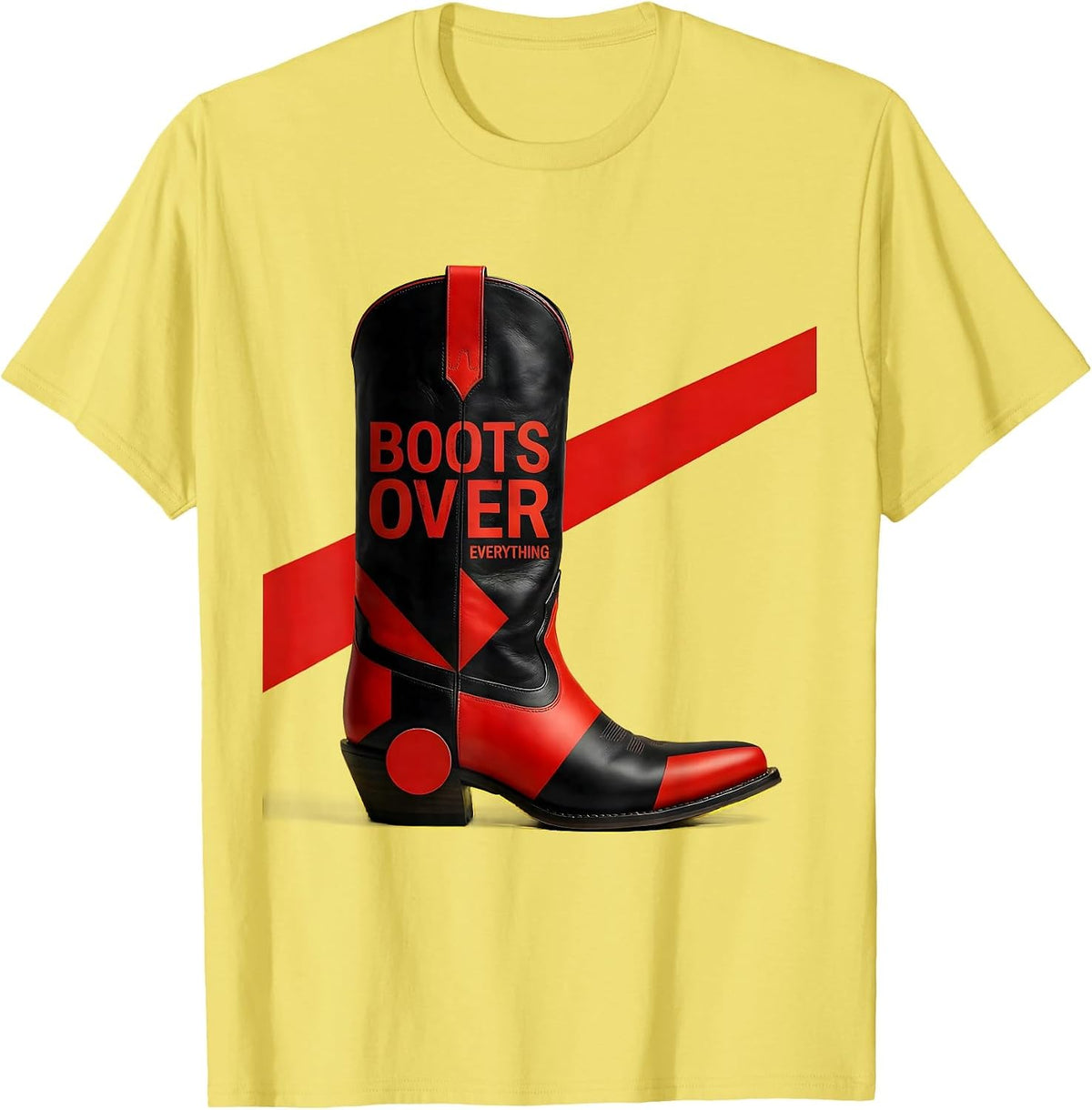 Men's Boots Over Everything Western Pride Design T-Shirt - Lemon Yellow