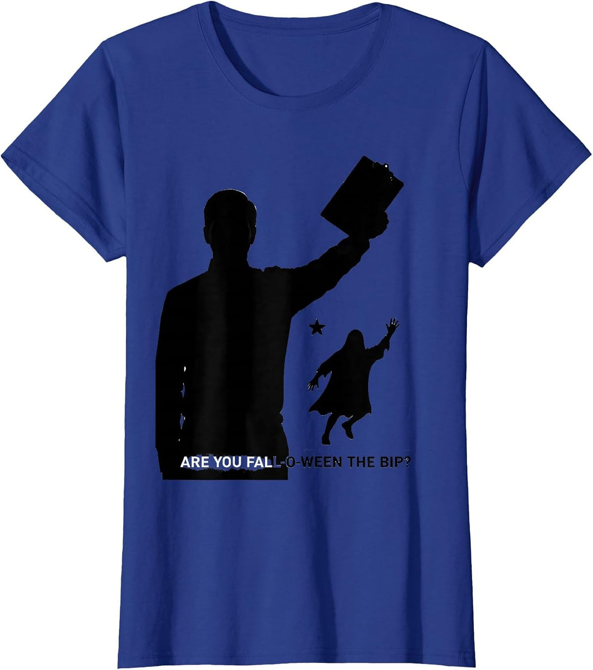 Women's Are You Fall-O-Ween The BIP Teacher Halloween Ghost T-Shirt - Royal Blue