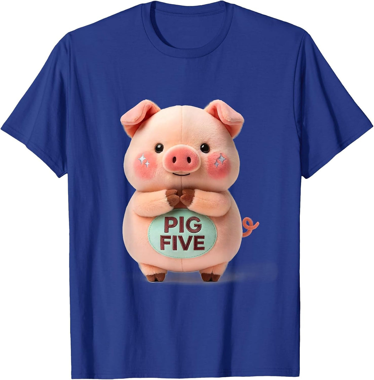 Pig Five Cute Kawaii Pig Lover Novelty Humor T-Shirt - Royal Blue