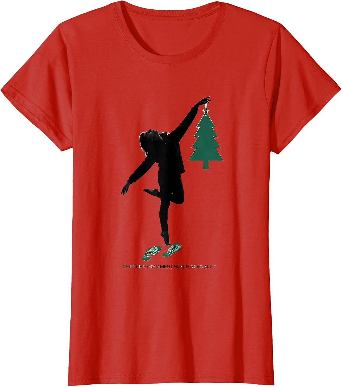 Women's Certified Ornament Reach Specialist Funny Physical Therapist T-Shirt - Red