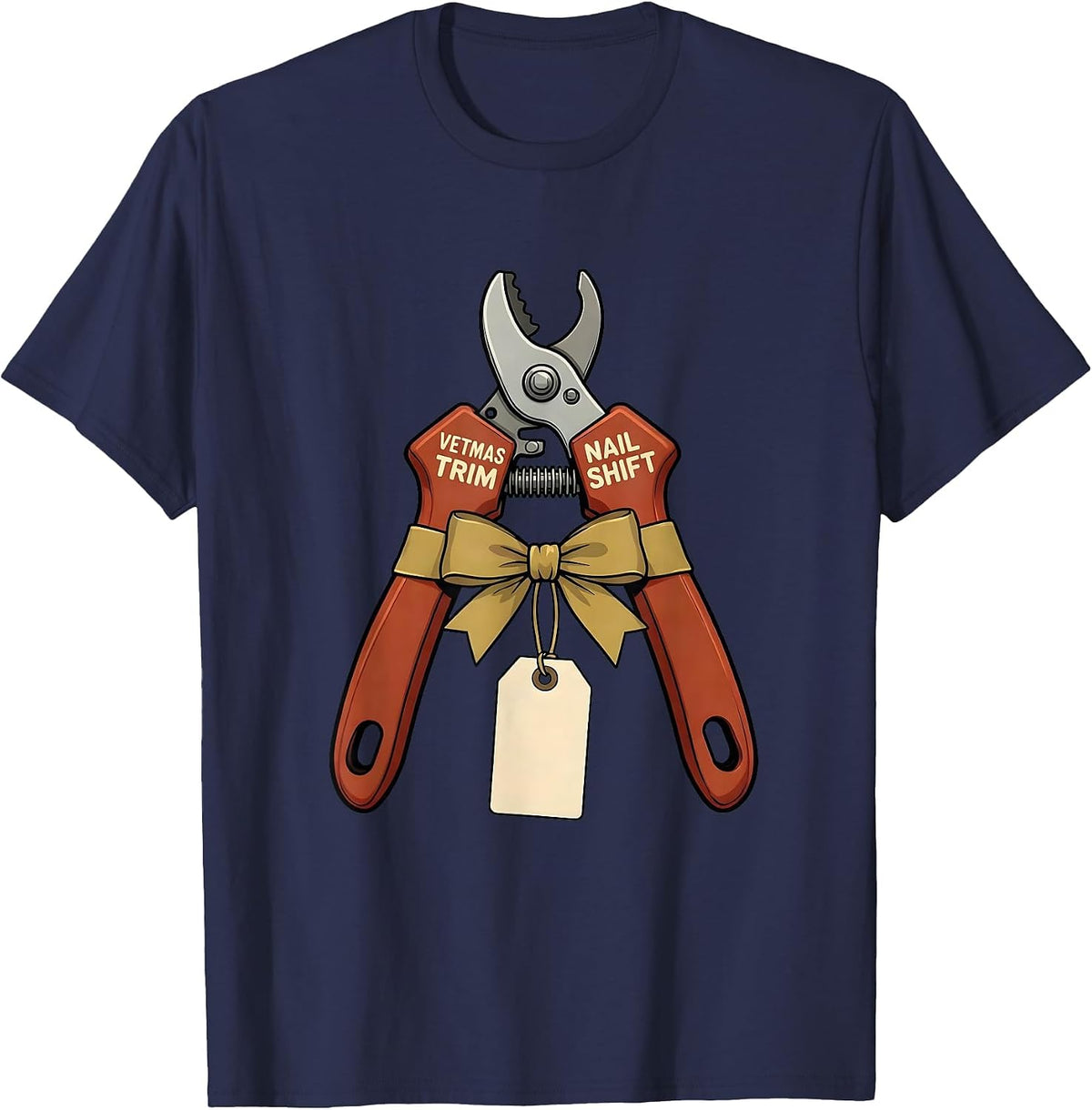 Vetmas Nail Trim Shift Funny Vet Tech Christmas Veterinary T-Shirt - Navy Blue