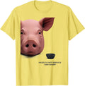 Men's Hazel's Oats Service, 6AM Sharp Funny Pig Lover Pet Owner T-Shirt - Lemon Yellow