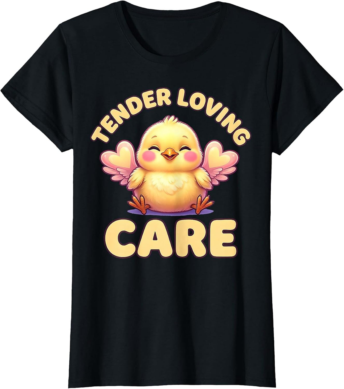 Tender Loving Care Chicken Graphic Design T-Shirt - Black