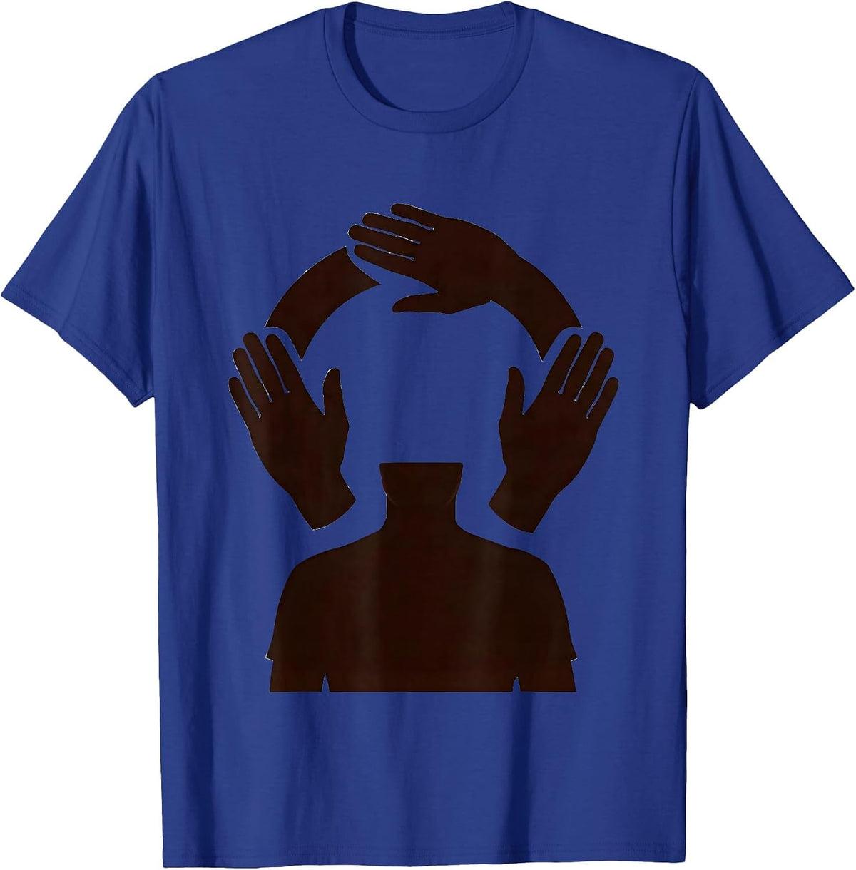 Men's Phased Hand Silhouettes ASL Teacher Deaf Awareness T-Shirt - Royal Blue