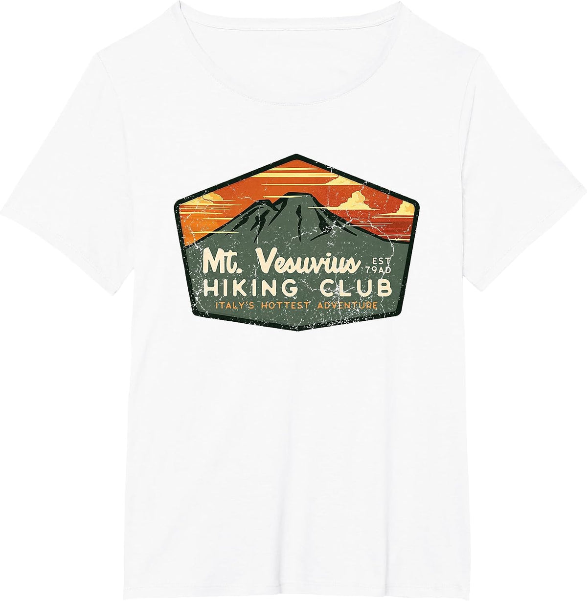 Retro Vesuvius Hiking Tourism for Italy Travel Vintage Tee T-Shirt - White