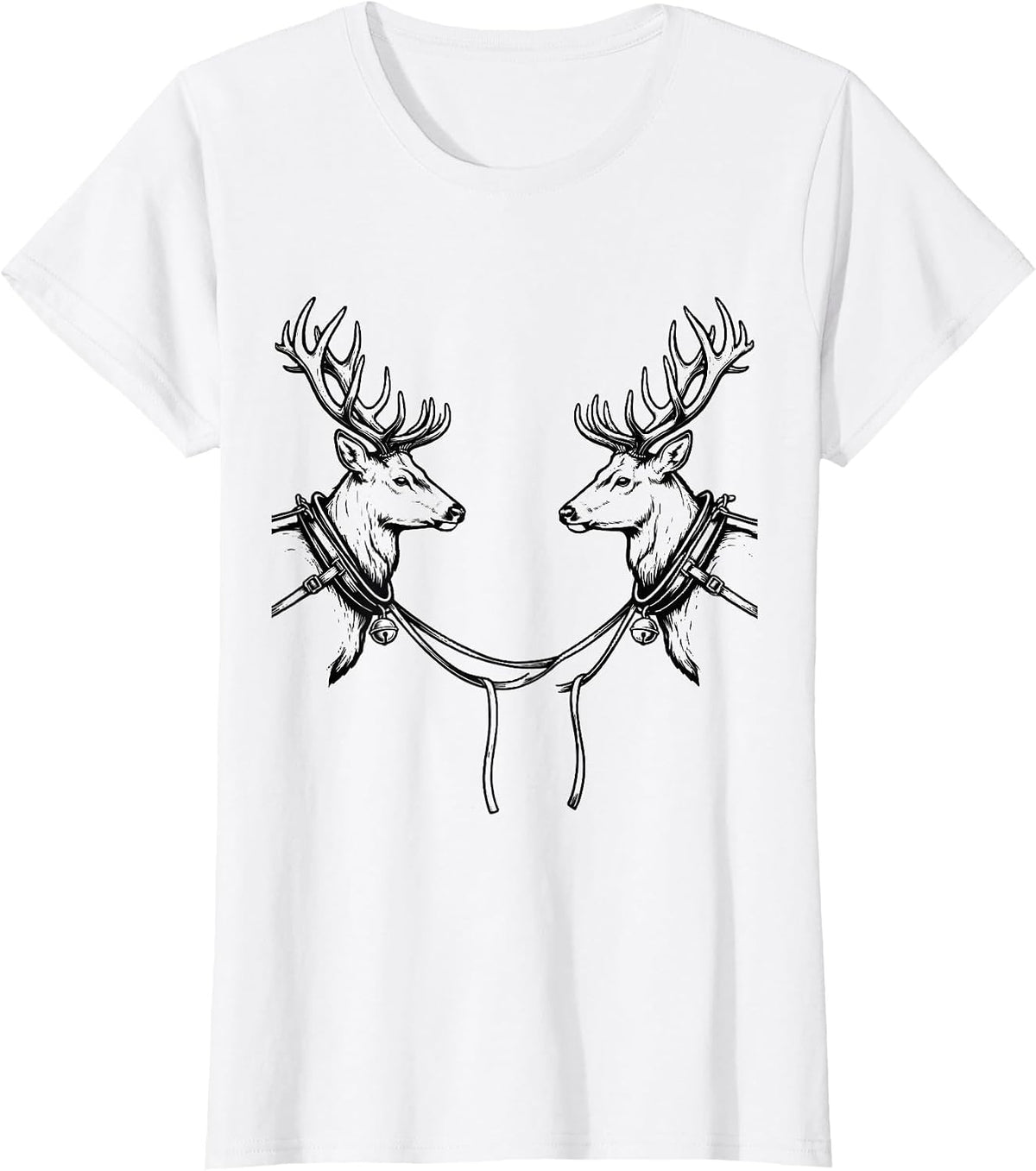 Deer Hunters Christmas Humor Antler Line Art T-Shirt - White