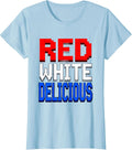 Women's Red White and Blueberry Patriotic Foodie Design T-Shirt - Baby Blue