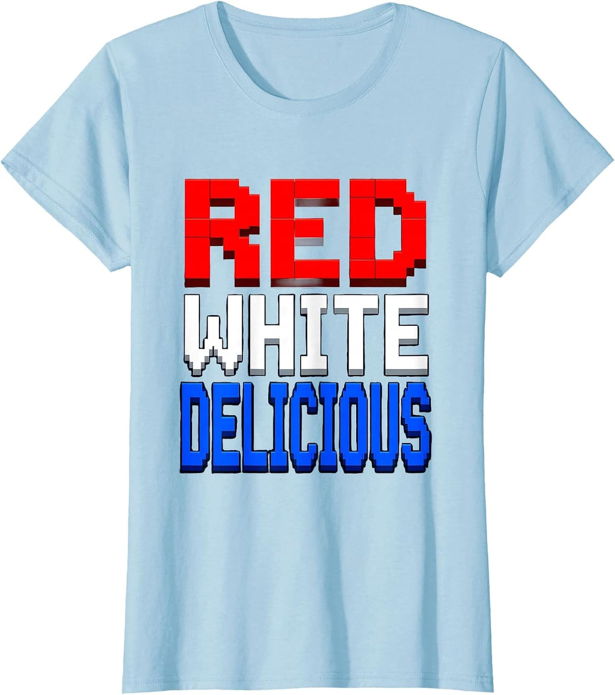 Women's Red White and Blueberry Patriotic Foodie Design T-Shirt - Baby Blue