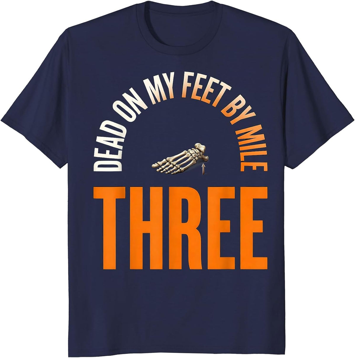 Men's Dead On My Feet By Mile Three Funny Halloween Running T-Shirt - Navy Blue