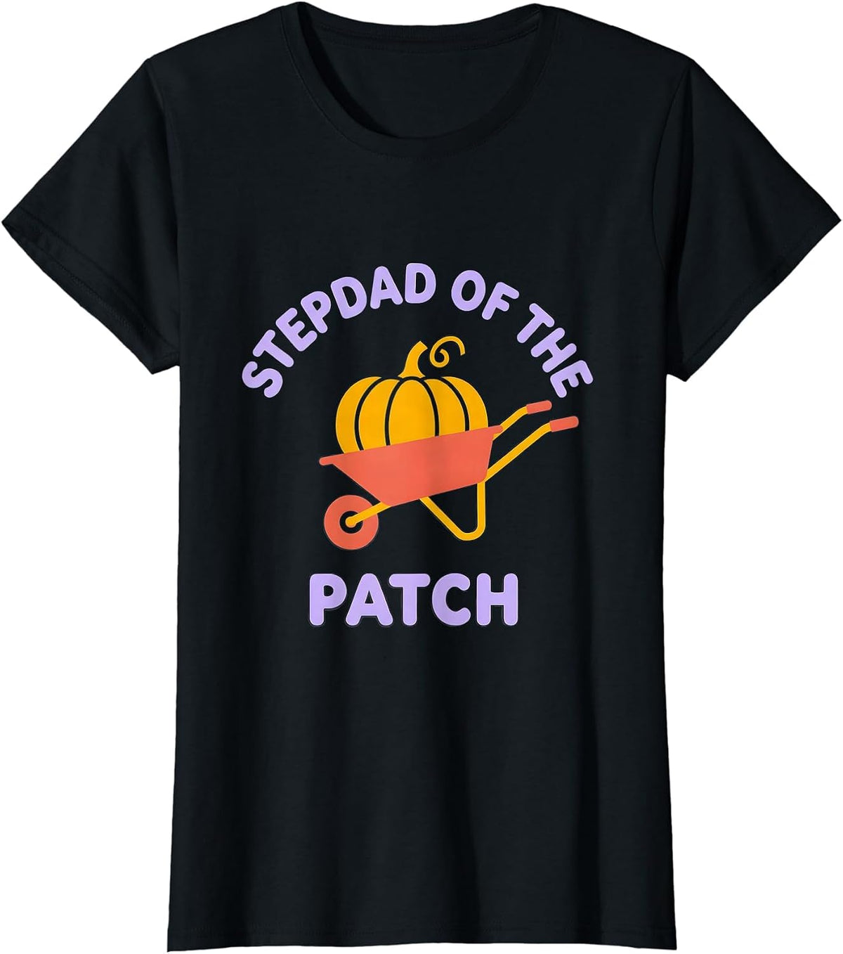 Stepdad of the Patch Funny Pumpkin Patch Family Matching T-Shirt - Black