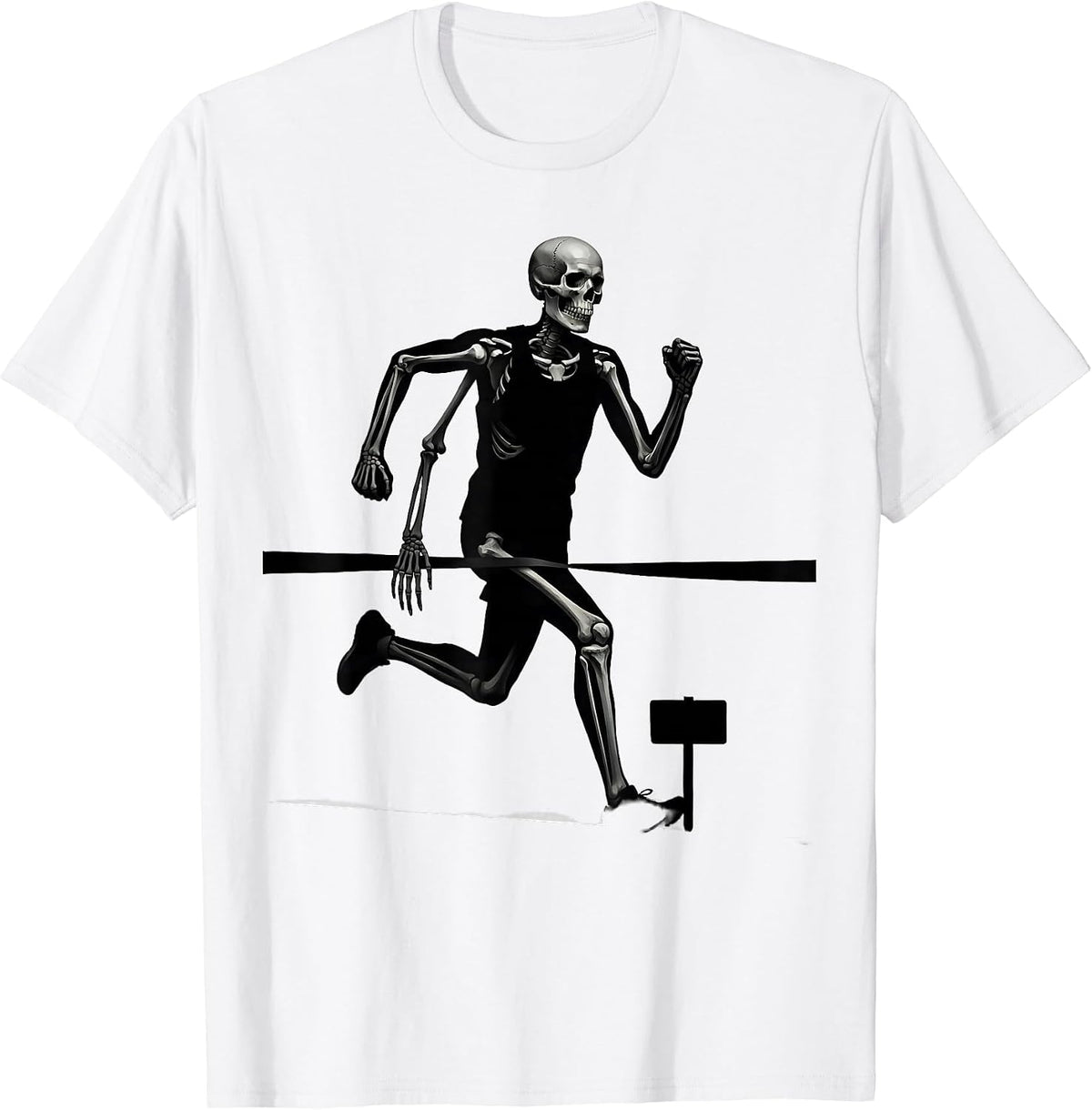 Men's Skeleton Runner Halloween 5K Fun Run Matching T-Shirt - White