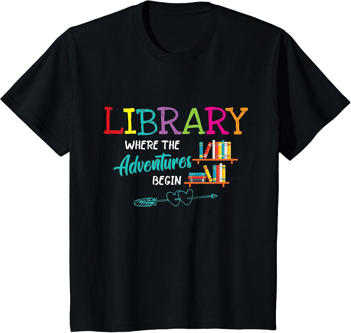 Library Books Where Adventure Begins - Librarian Reader T-Shirt - Black