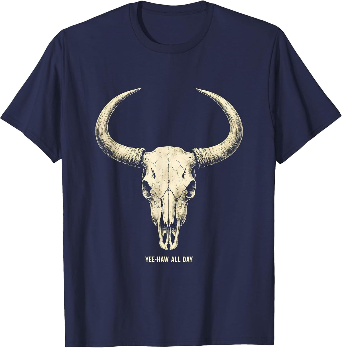 Men's Yee-Haw All Day Western Cowboy Design T-Shirt - Navy Blue