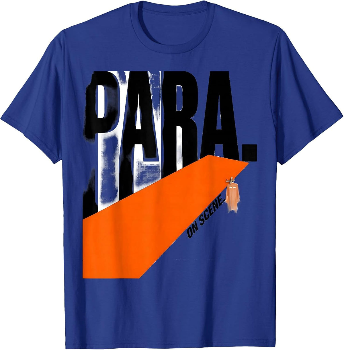 Men's Para On Scene Brutalist Graphic Halloween Para Teacher Gift T-Shirt - Royal Blue