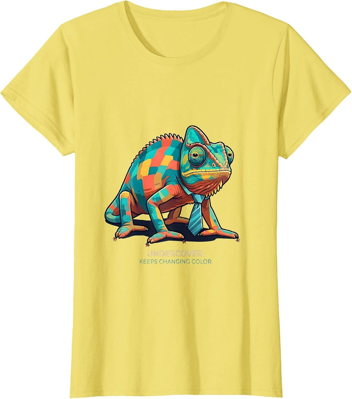 Women's Undercover Keeps Changing Color Funny Chameleon Halloween T-Shirt - Lemon Yellow