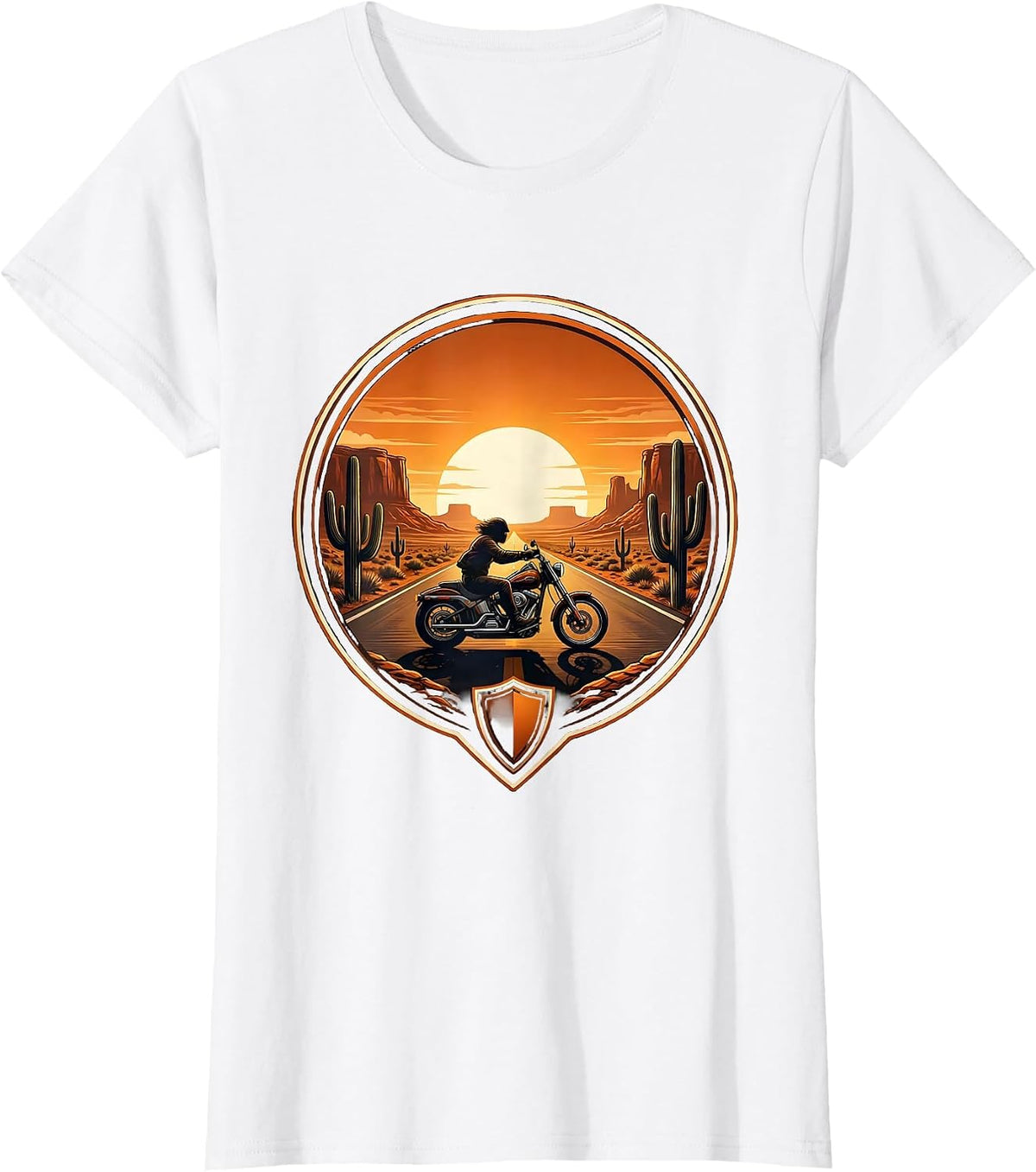 70s Chopper Motorcycle Desert Road Graphic T-Shirt - White