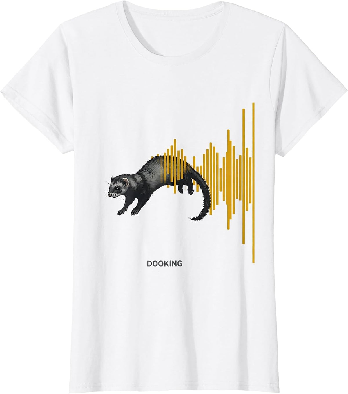 Women's Dooking Editorial Conceptual Funny Ferret Lover Christmas T-Shirt - White
