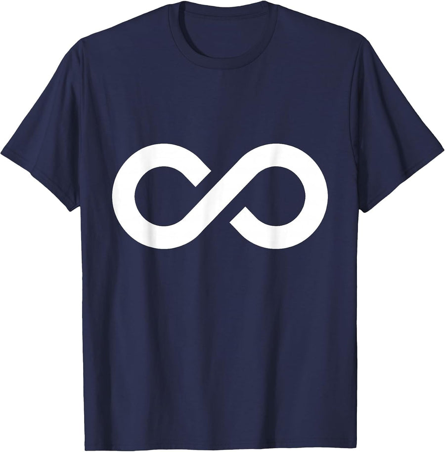 Infinity T Shirt Tee Top Sign Logo Design Designer Cotton T-Shirt - Navy Blue