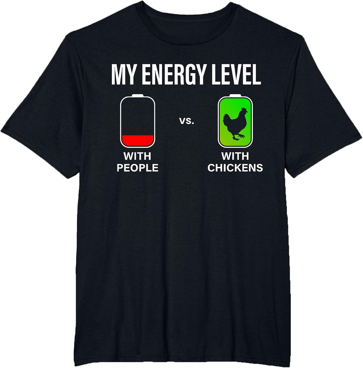 My Energy Level Funny Chicken Lover Backyard Chicken Farming T-Shirt - Black