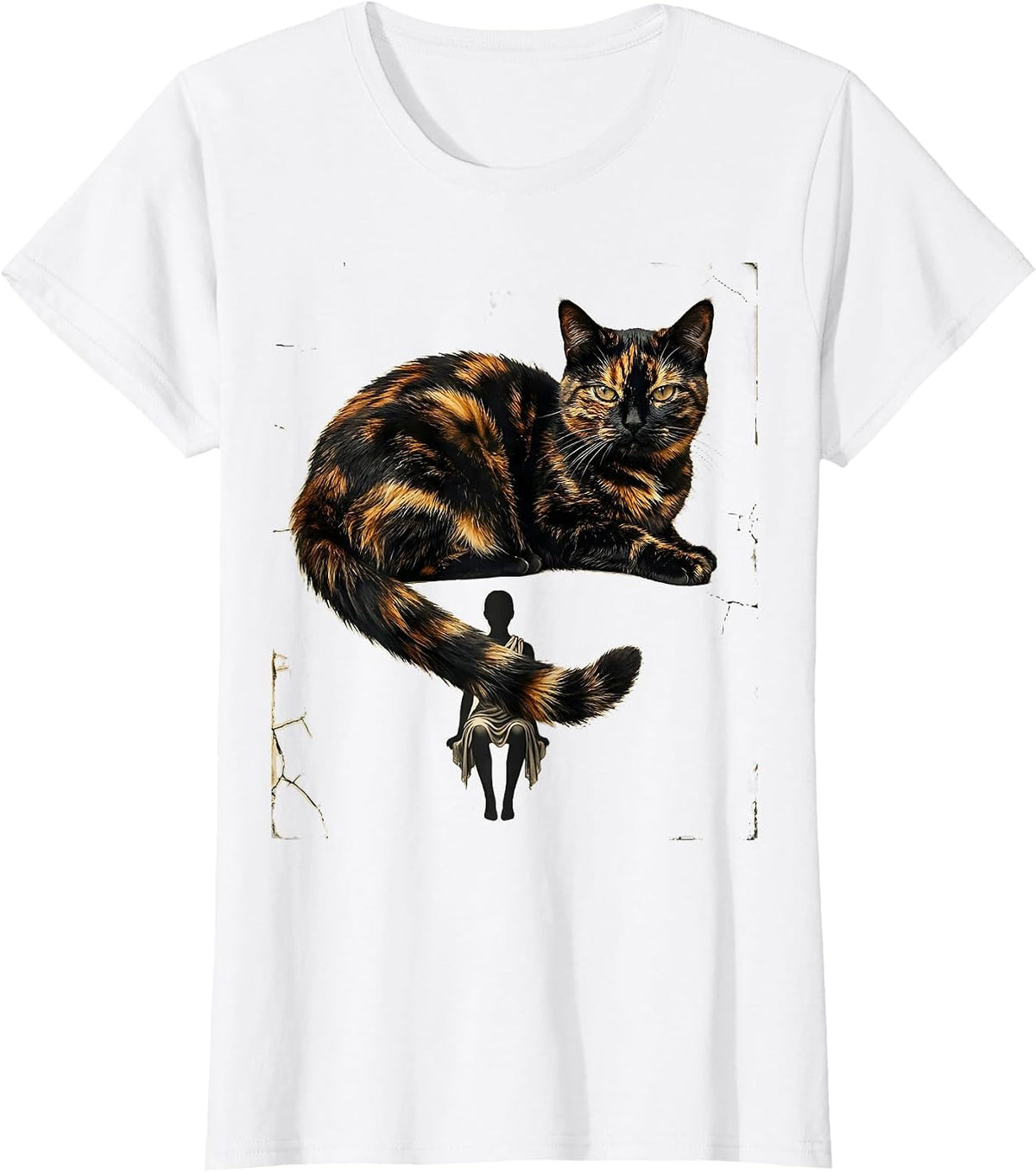 Tortoiseshell Cat Tortie Cat Lover Distressed T-Shirt - White