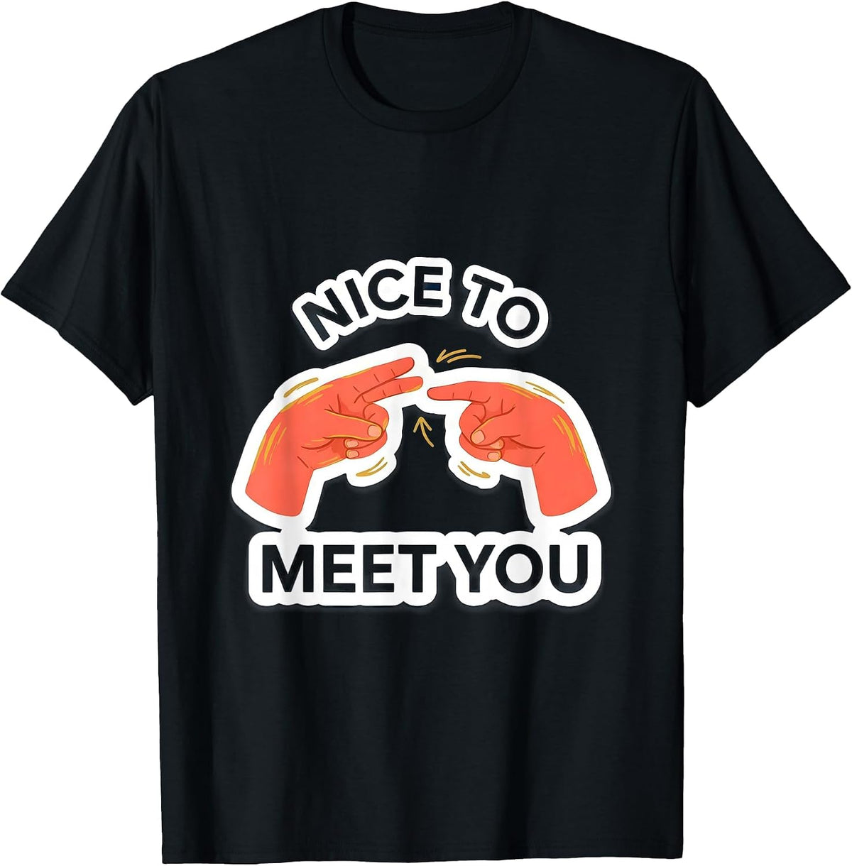 Men's Nice To Meet You ASL Sign Language Teacher Advocacy Humor T-Shirt - Black