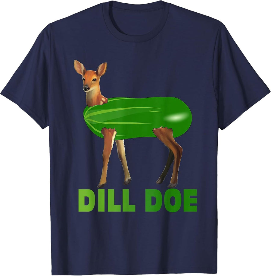 Dill Doe Funny Adult Humor Funny Nature Deer Redneck T-Shirt - Navy Blue