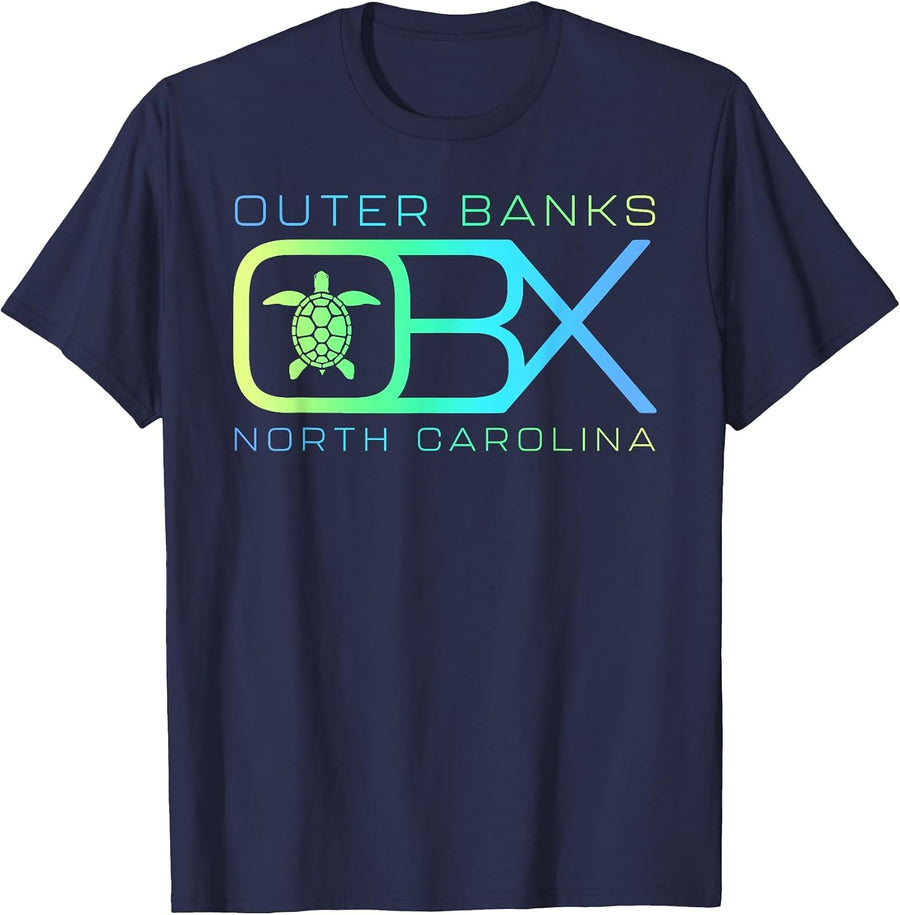 OBX North Carolina | Outer Banks Merch Vacation Sea Turtle T-Shirt - Navy Blue
