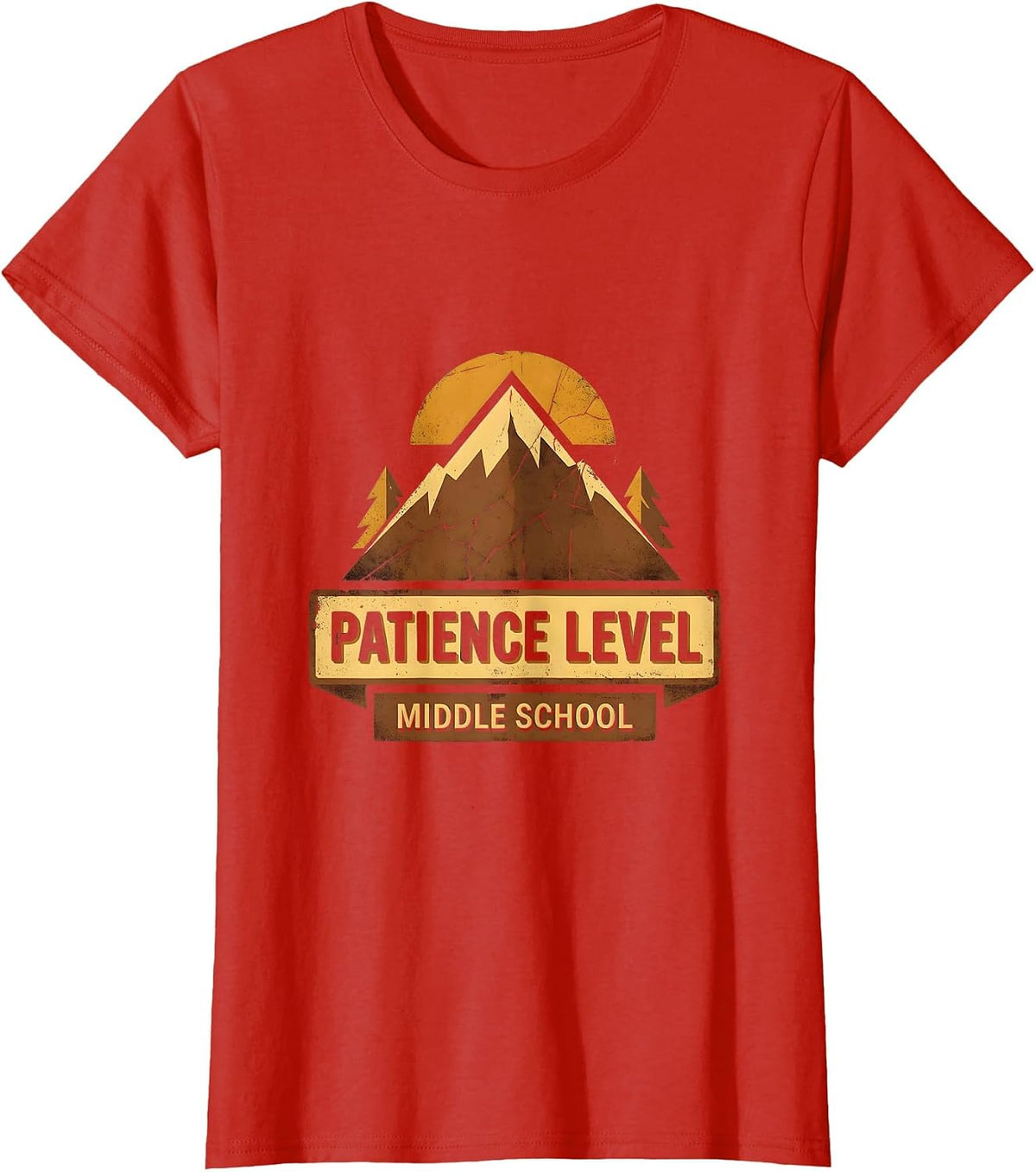 Patience Level Middle School Teacher Design T-Shirt - Red